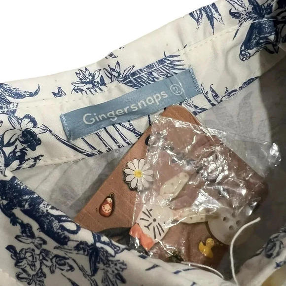 Gingersnaps Blue Floral Button Up Safari Dress with Belt 2T - Picture 3 of 3